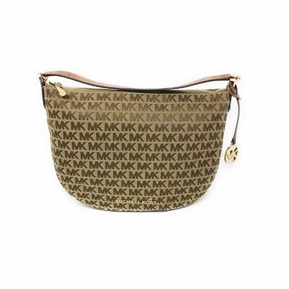 Michael Kors Signature Jacquard Bedford Medium Hobo Shoulder Bag Luggage Purse - Picture 3 of 12